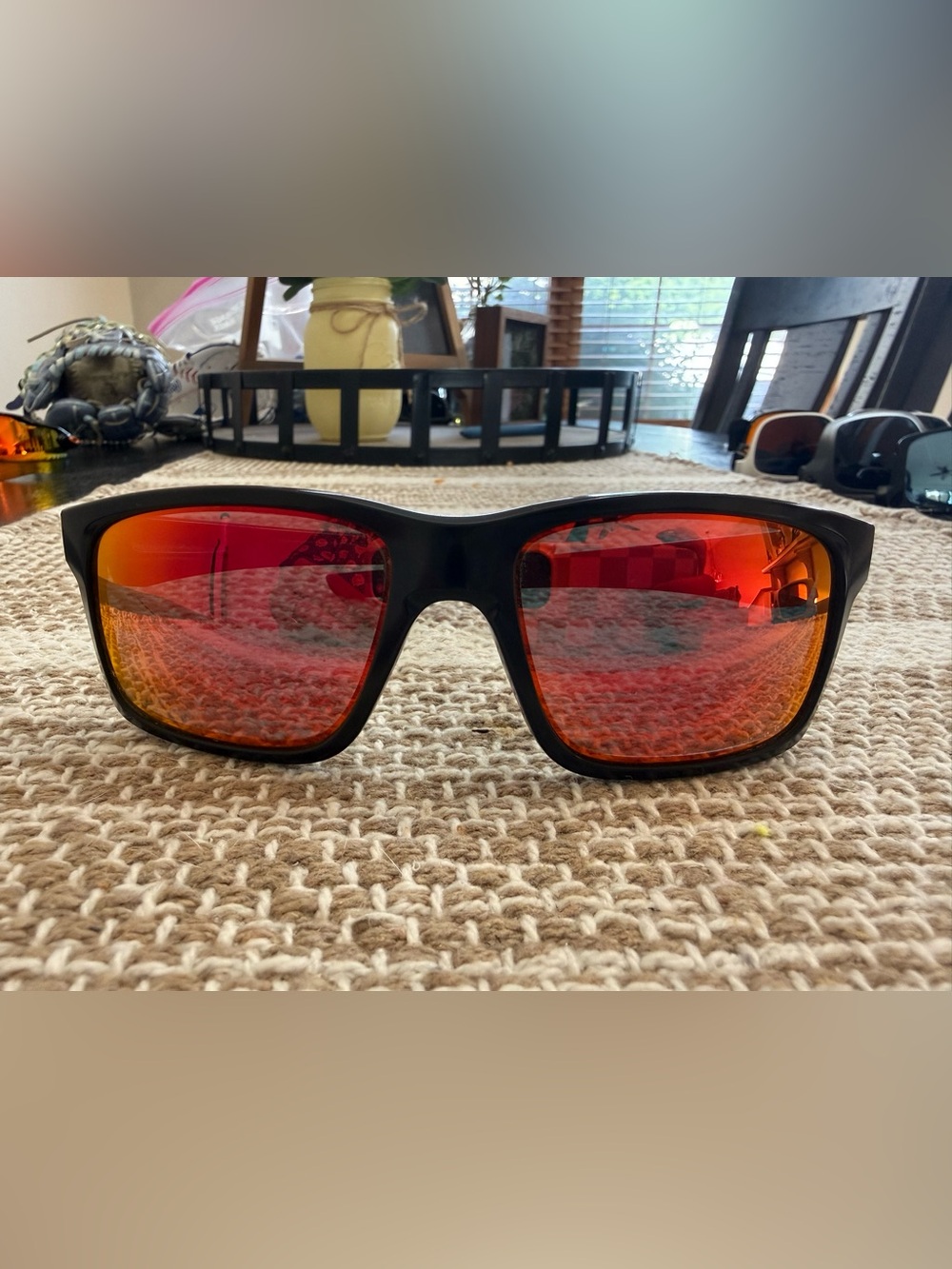 Oakley Holbrook Sunglasses Black Frame with Red Mirror Lenses